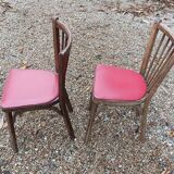 Chaises bistrot baumann bois et simili cuir rouge
