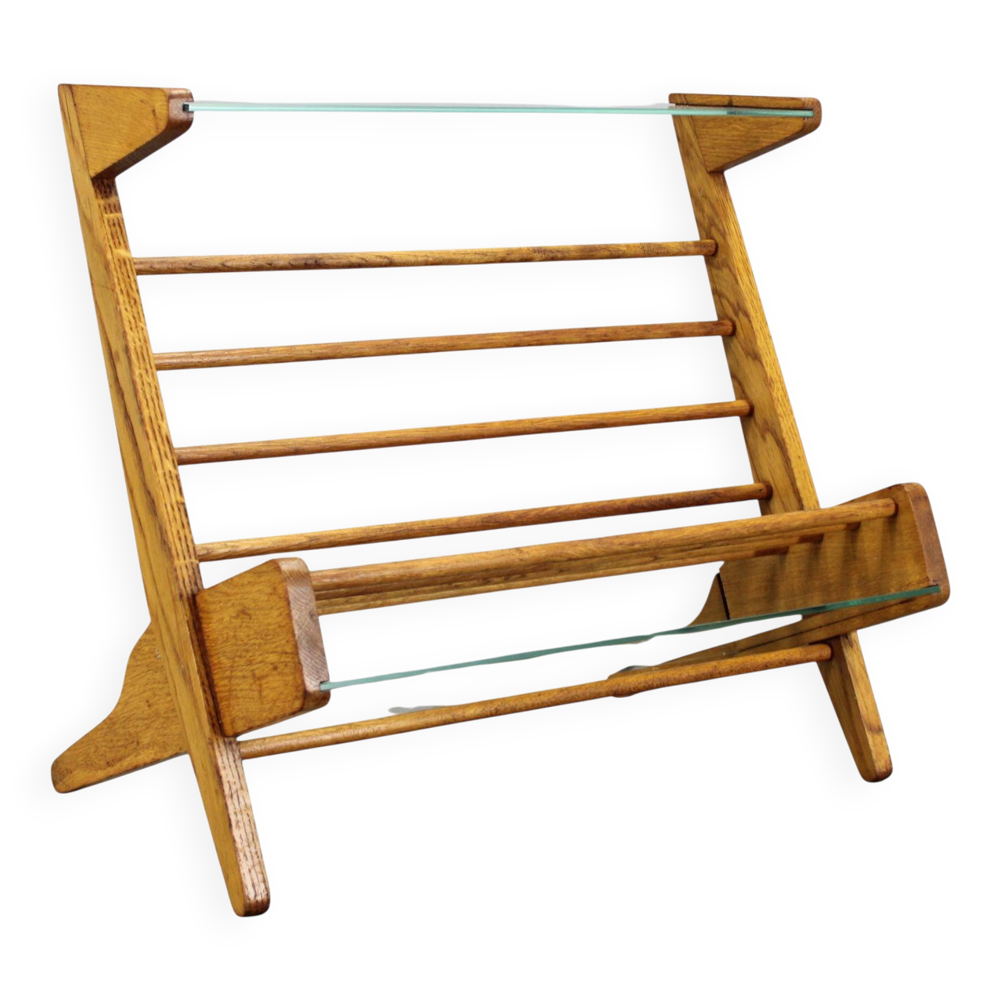 1960s Oak Book Stand Shelf / Rack by ULUV, Czechoslovakia