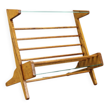1960s Oak Book Stand Shelf / Rack by ULUV, Czechoslovakia
