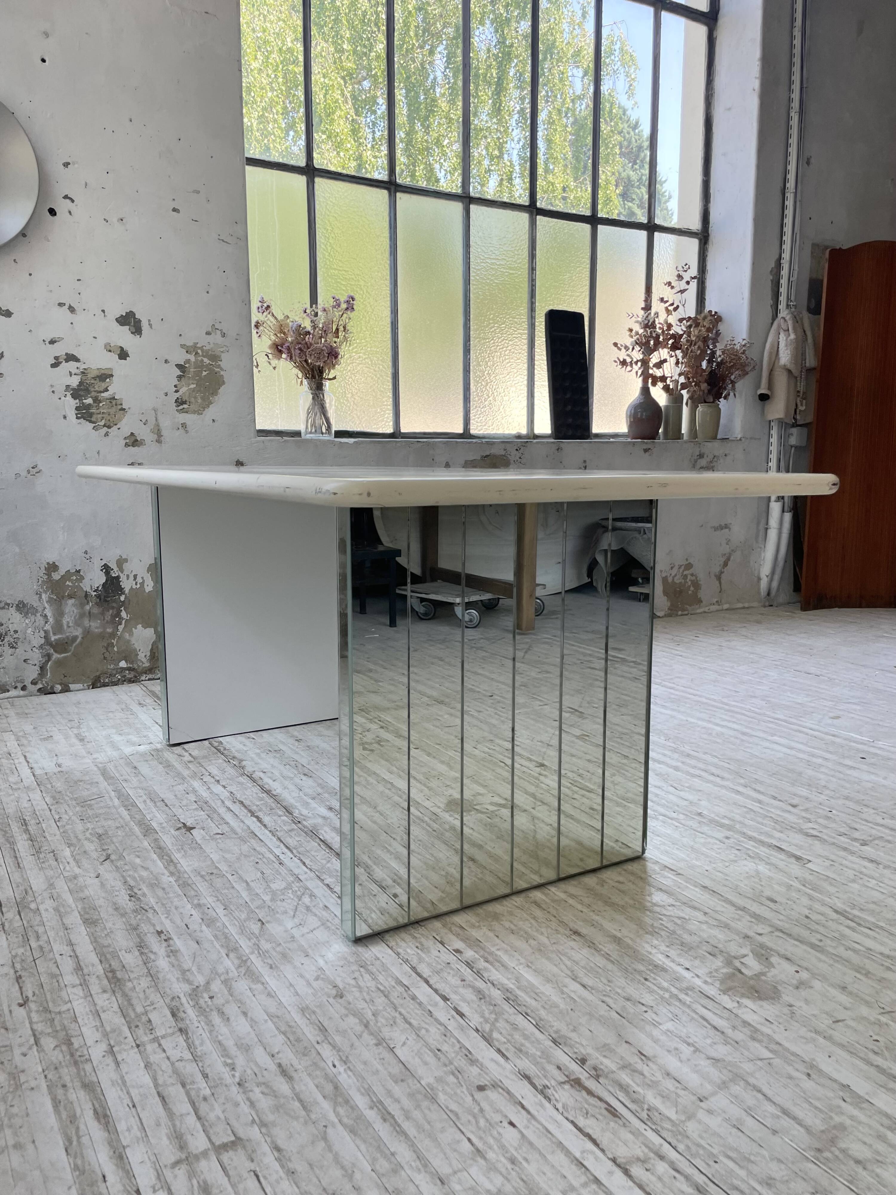 80s lacquered desk and mirror