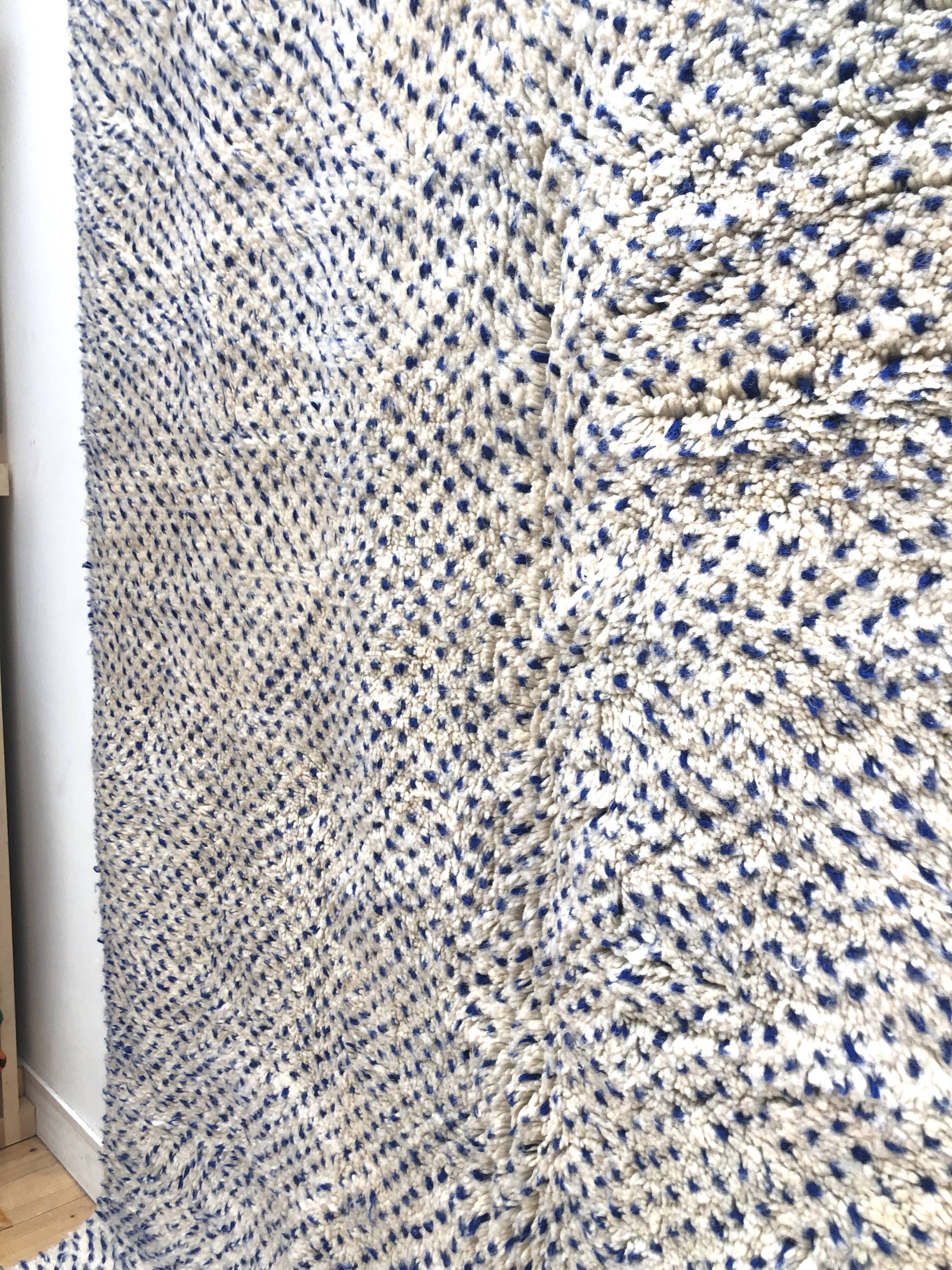 Moroccan Berber carpet Beni Ouarain speckled majorelle blue 3,01x2m