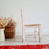 Chaise ancienne bois bistrot enfant - blanc patiné