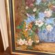 Oil Panel Bouquet Flowers Vase Blue Signed Framed Still Life