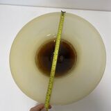 XL Murano Glass Round Fruit Bowl Table Plate Yellow Brown Italian Vintage