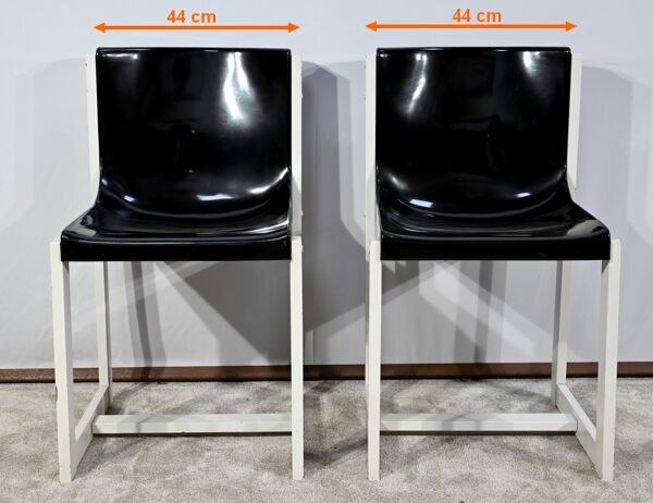 Paire de chaises en bois laqué, signées P.Gautier -1960