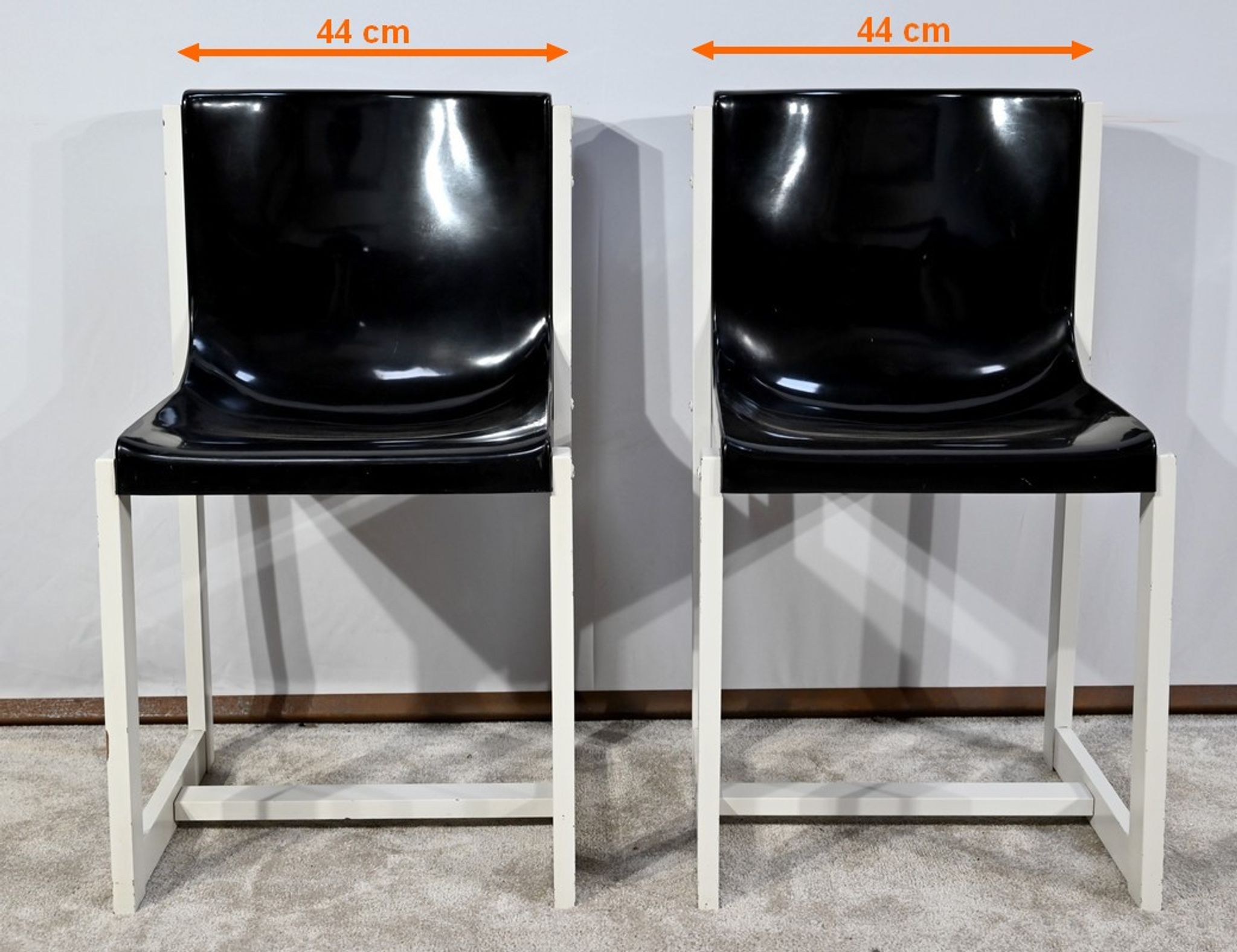 Pair of Lacquered Wooden chairs, signed P.Gautier -1960