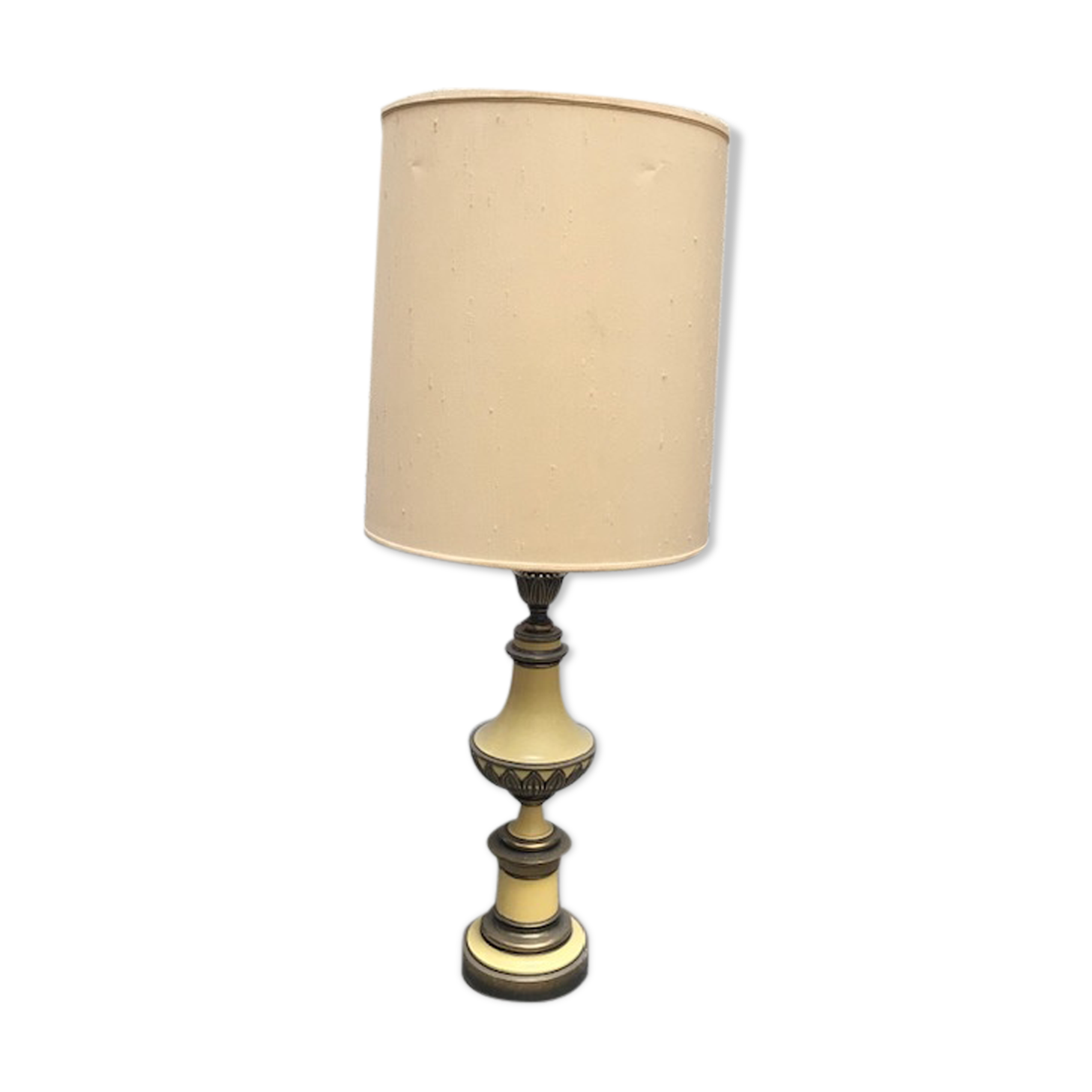 Brass and painted brass lamp