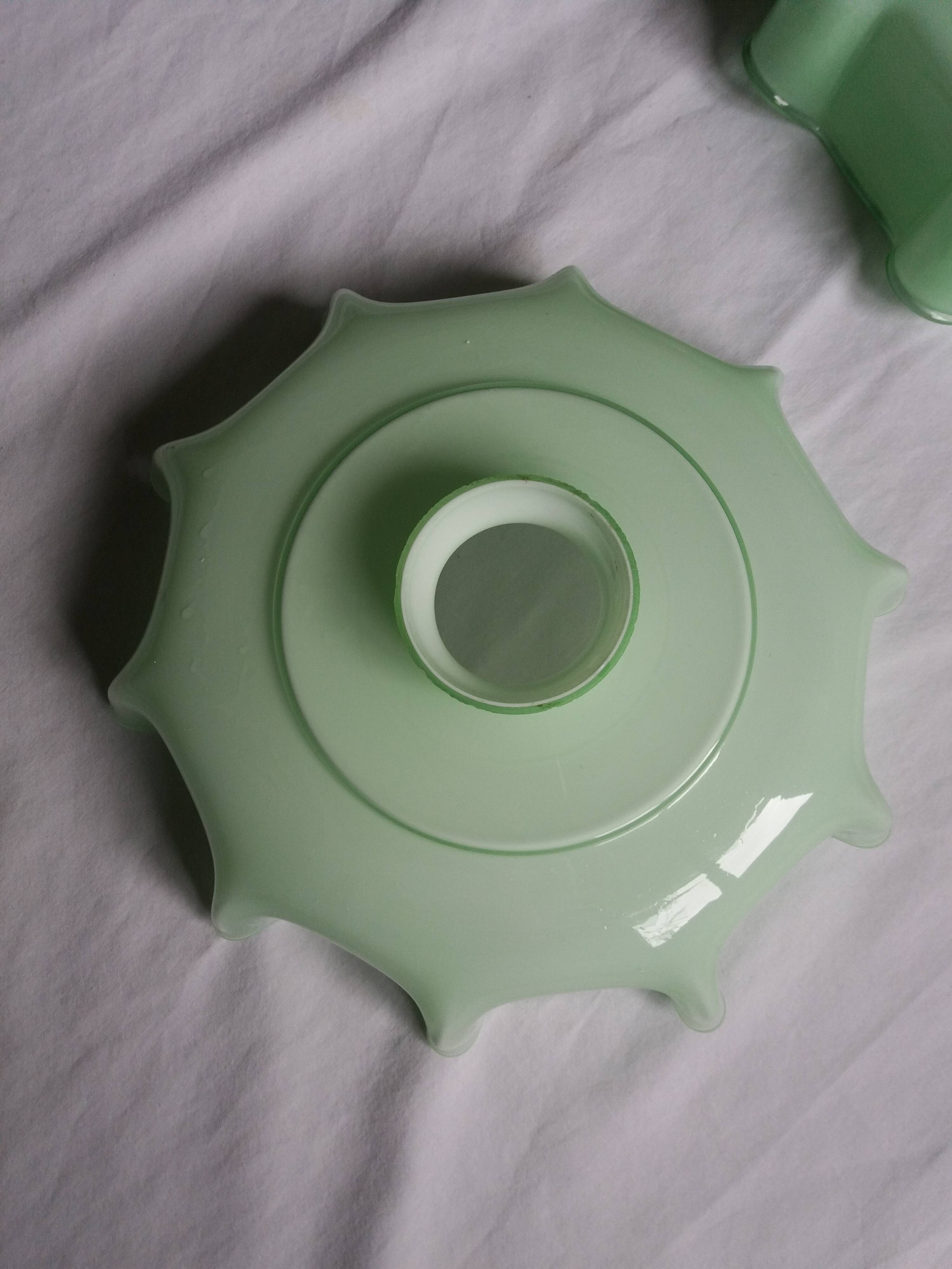 Suspensions abat jour opaline vert pastel