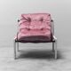Poltrona vintage in velluto rosa legno bianco anni ’70 modernariato