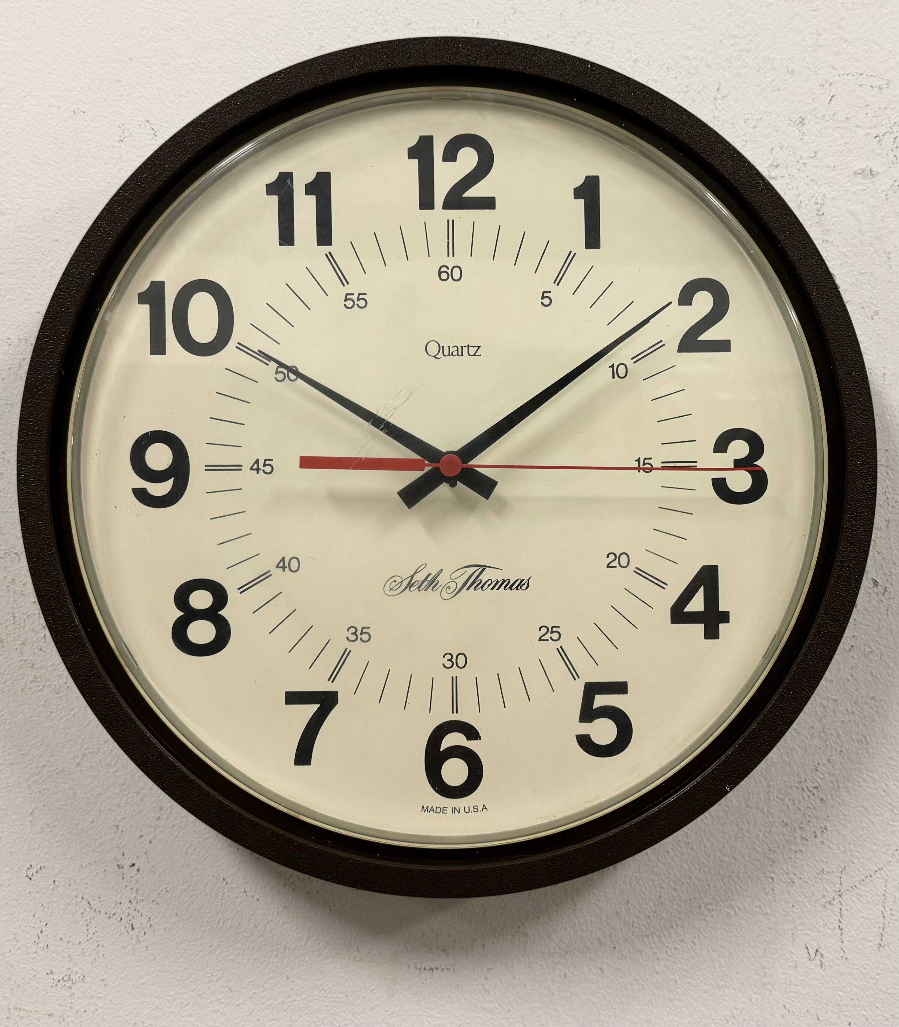 Vintage Brown Bakelite Wall Clock from Seth Thomas, 1980s