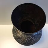 Ancien Vase en Acier Damasquiné d'Argent Style Indo-Persan Travail Marocain