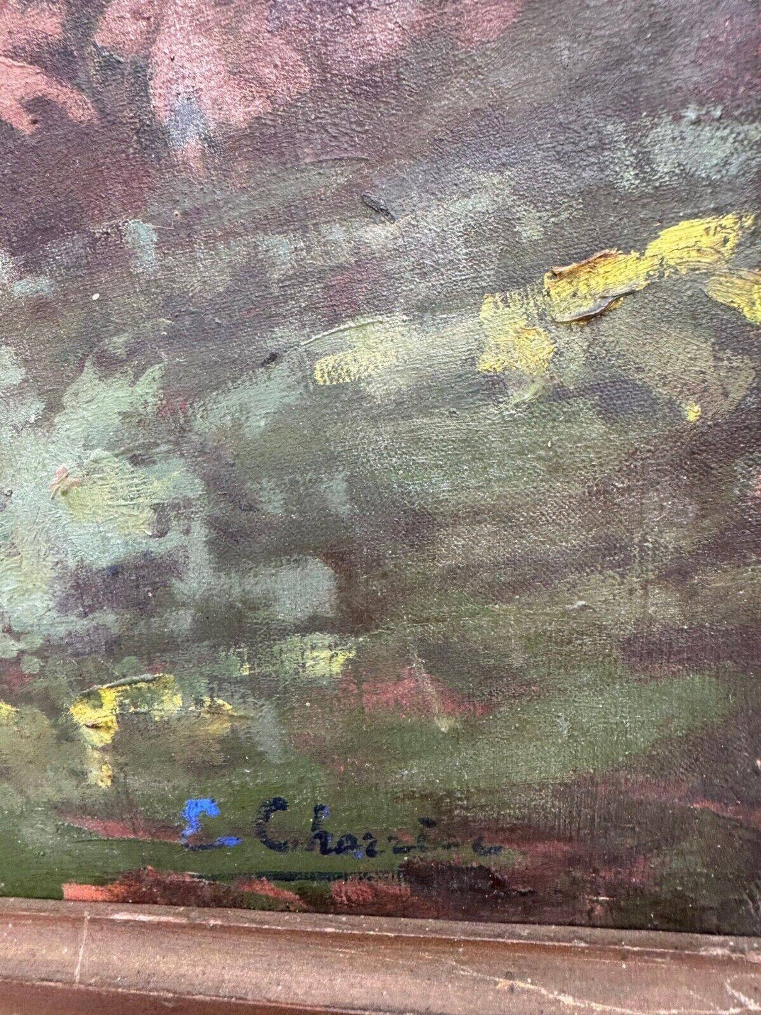 Oil on canvas undergrowth landscape by Charrrier early 20th century