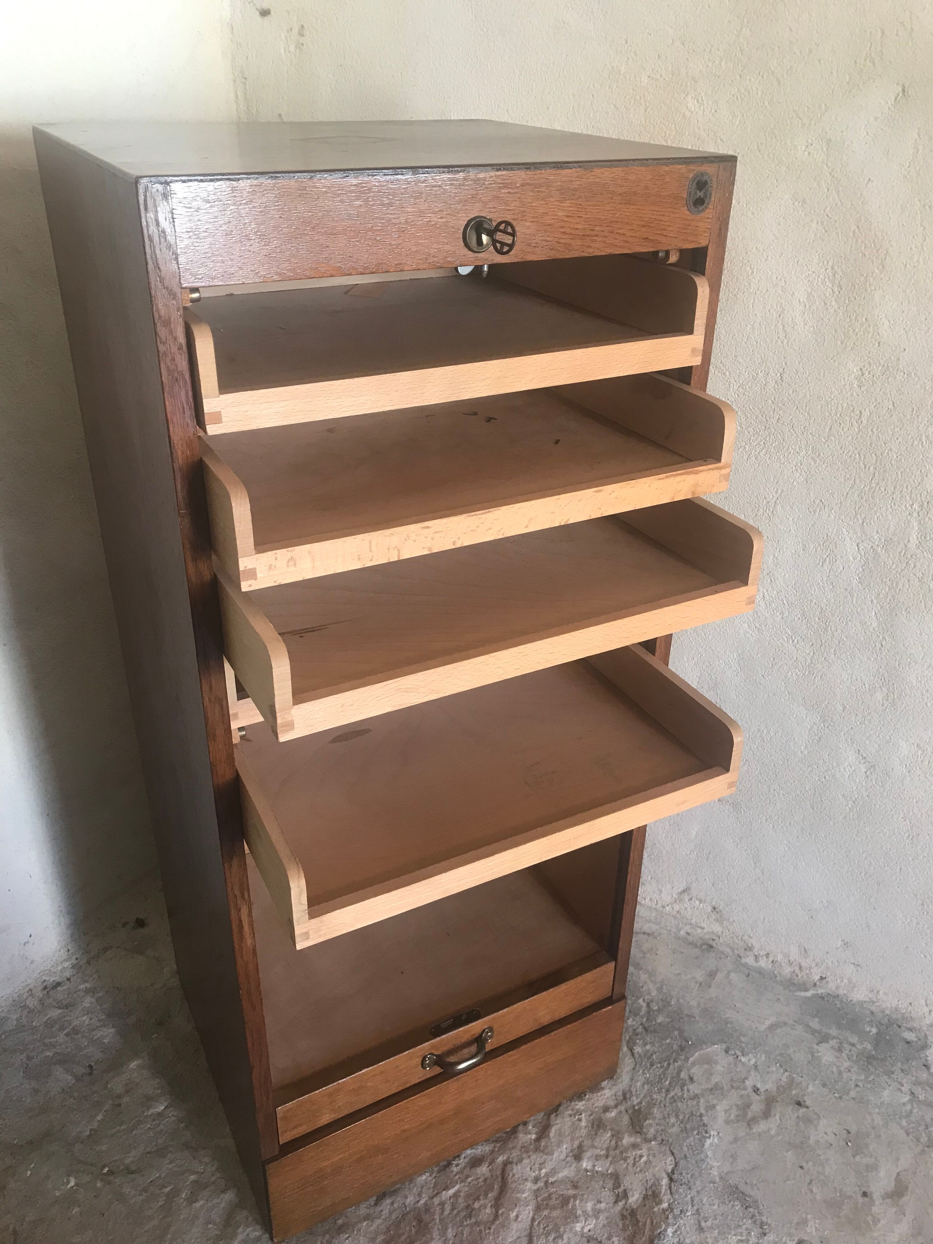 Vintage wooden curtain binder cabinet 1950-1960