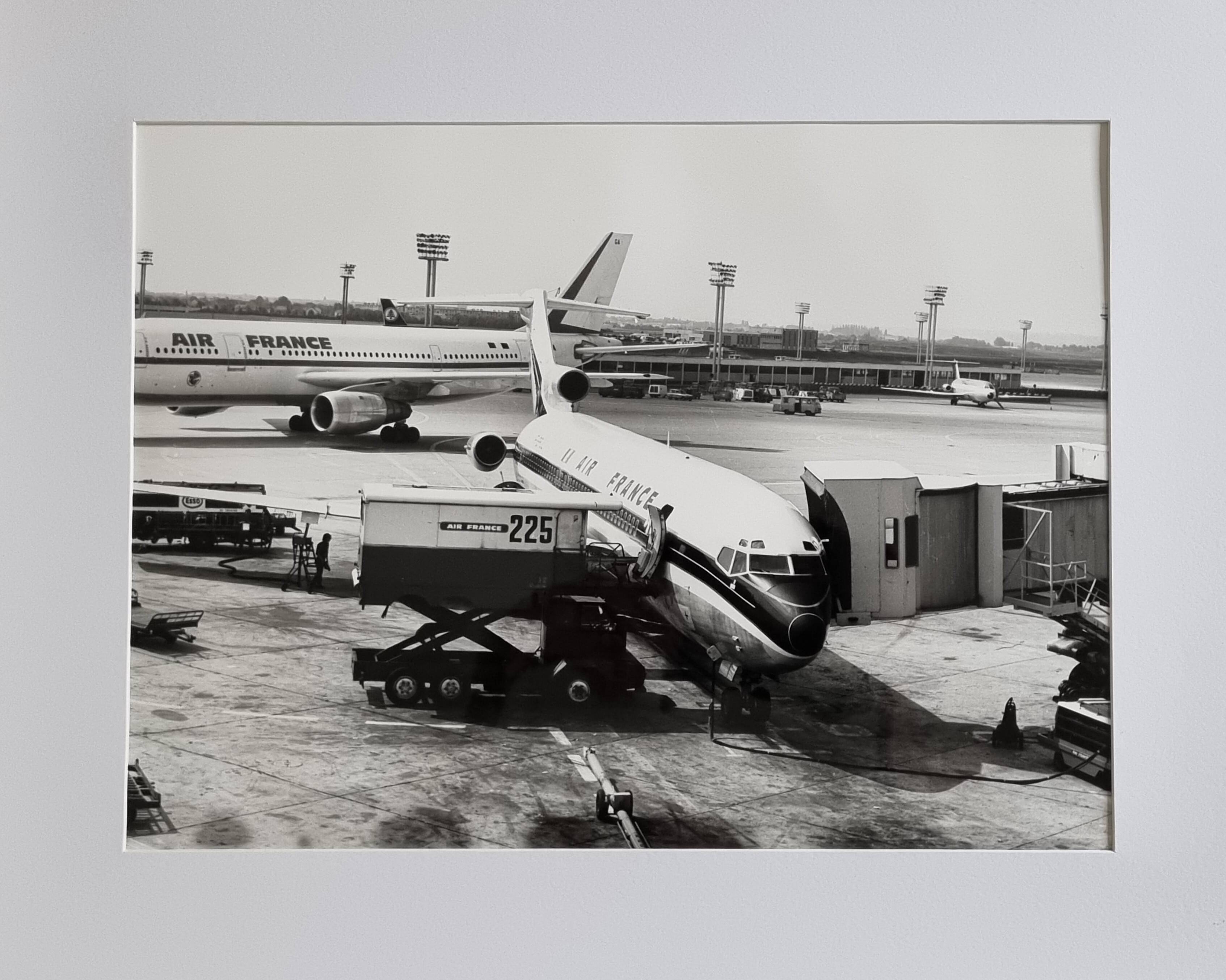 Air France photograph at Orly, vintage print from the 70s framed, 53x43 cm.