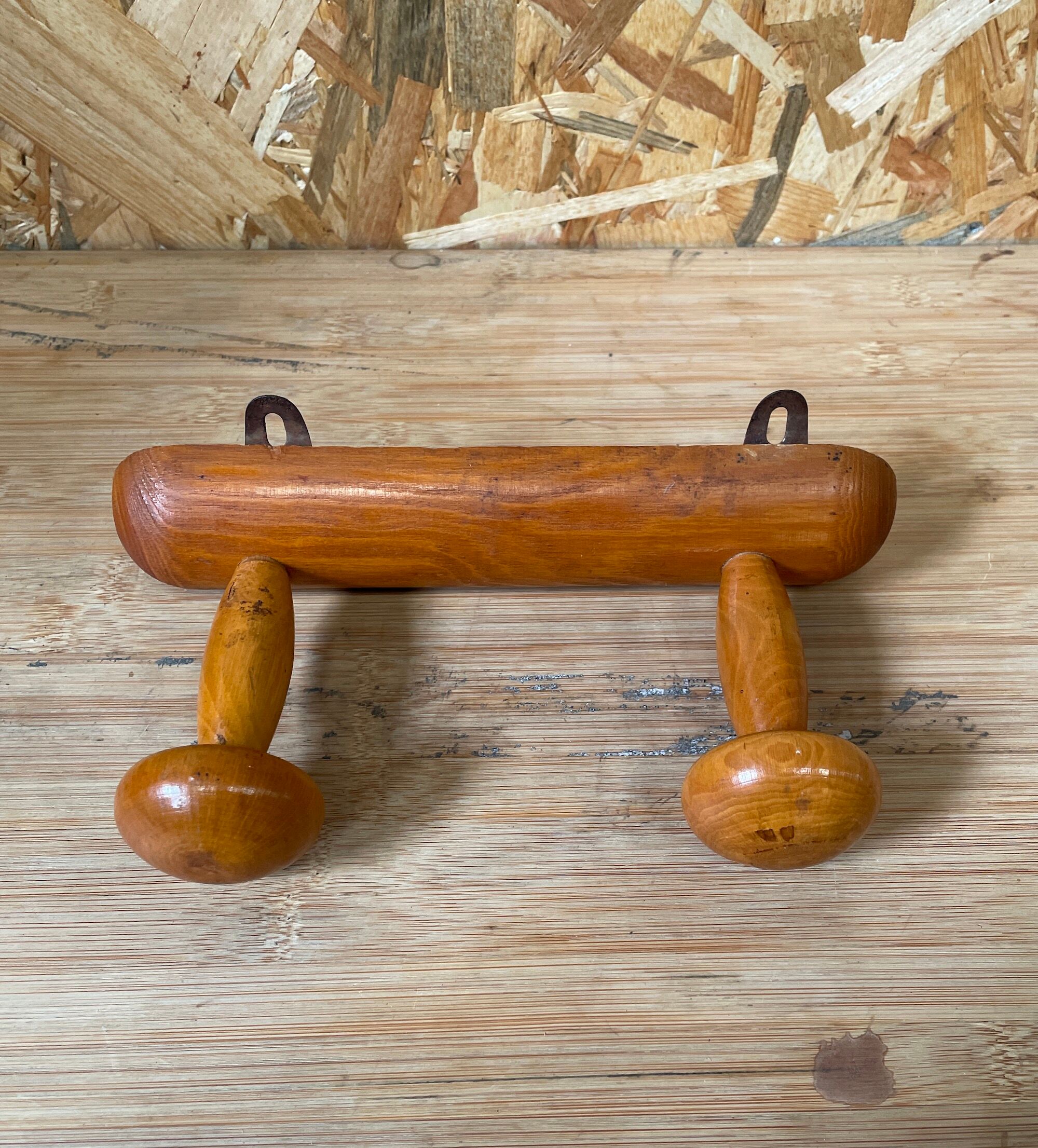 Wooden wall coat rack