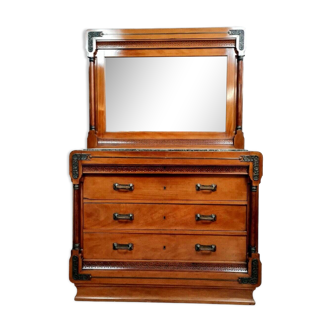 Empire chest of drawers in blond mahogany circa 1880-1900