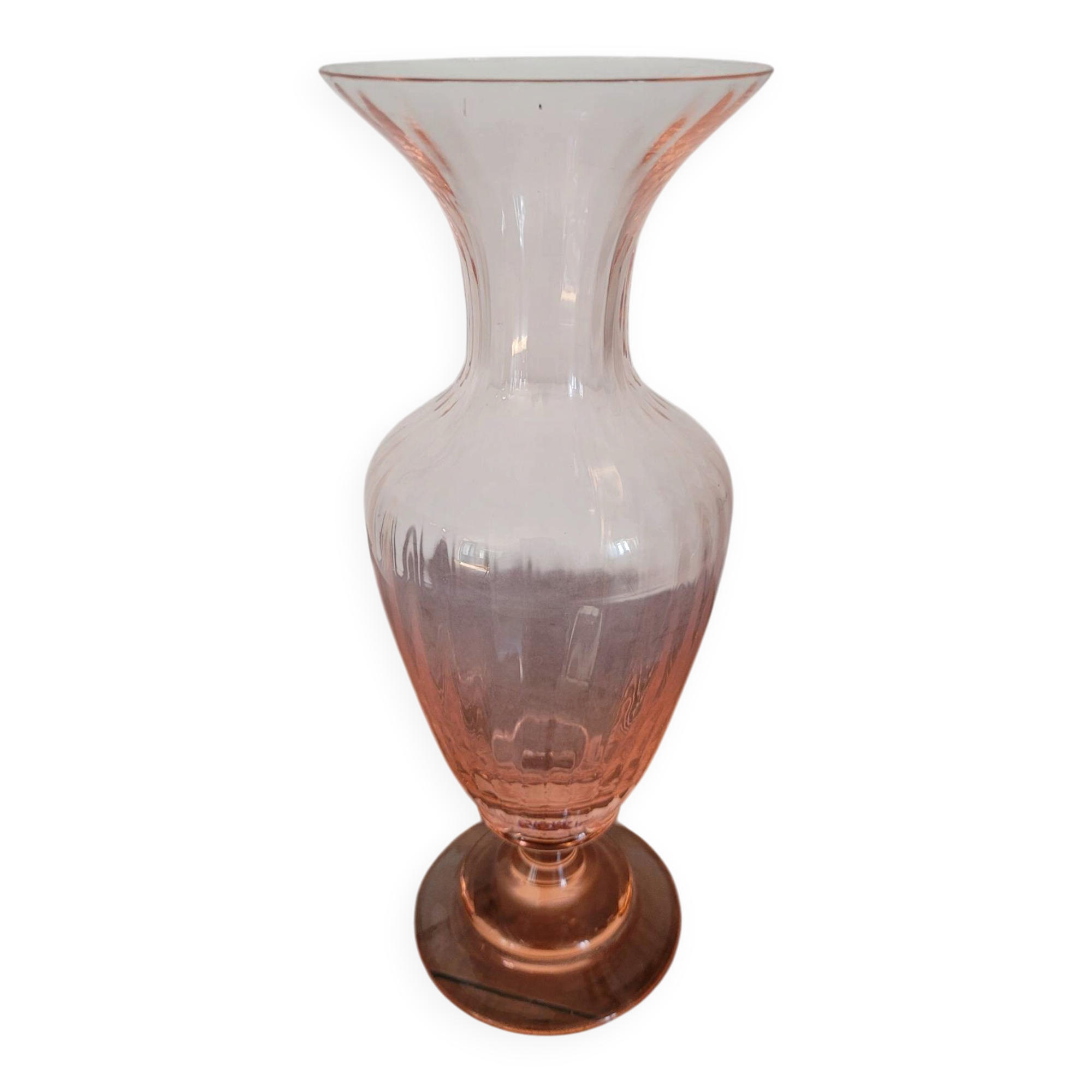 Pink glass amphora vase