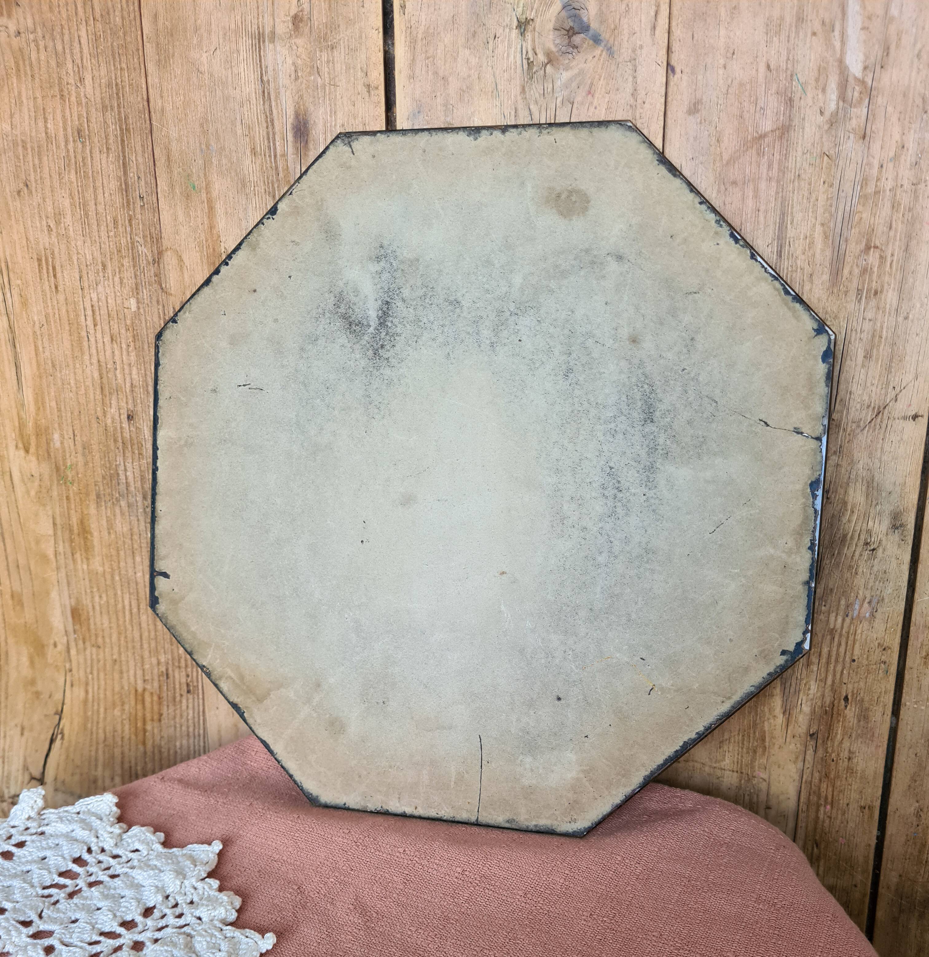 Bevelled octagonal ancient mirror