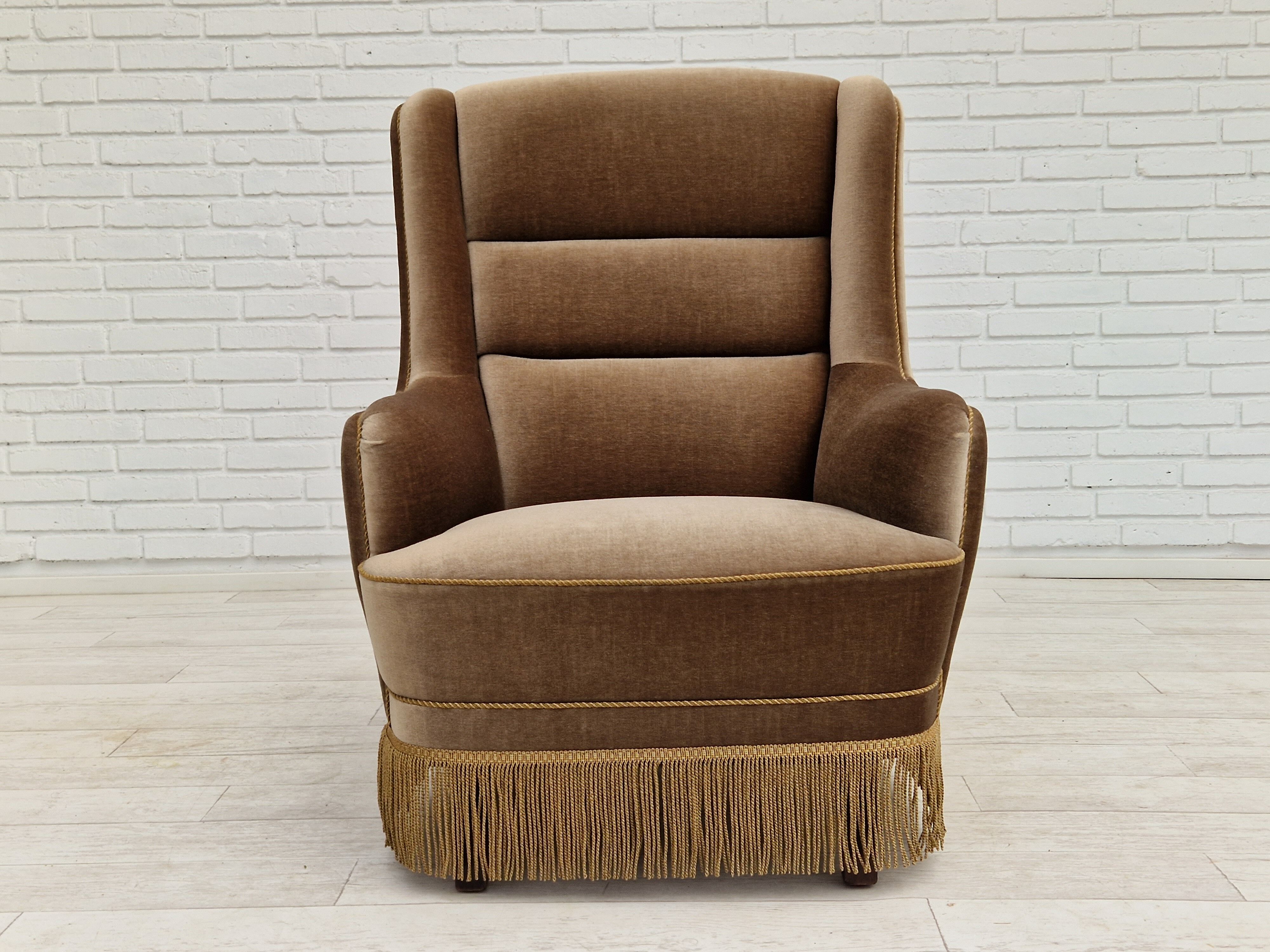 1970s, Danish set of two velour chairs, original condition