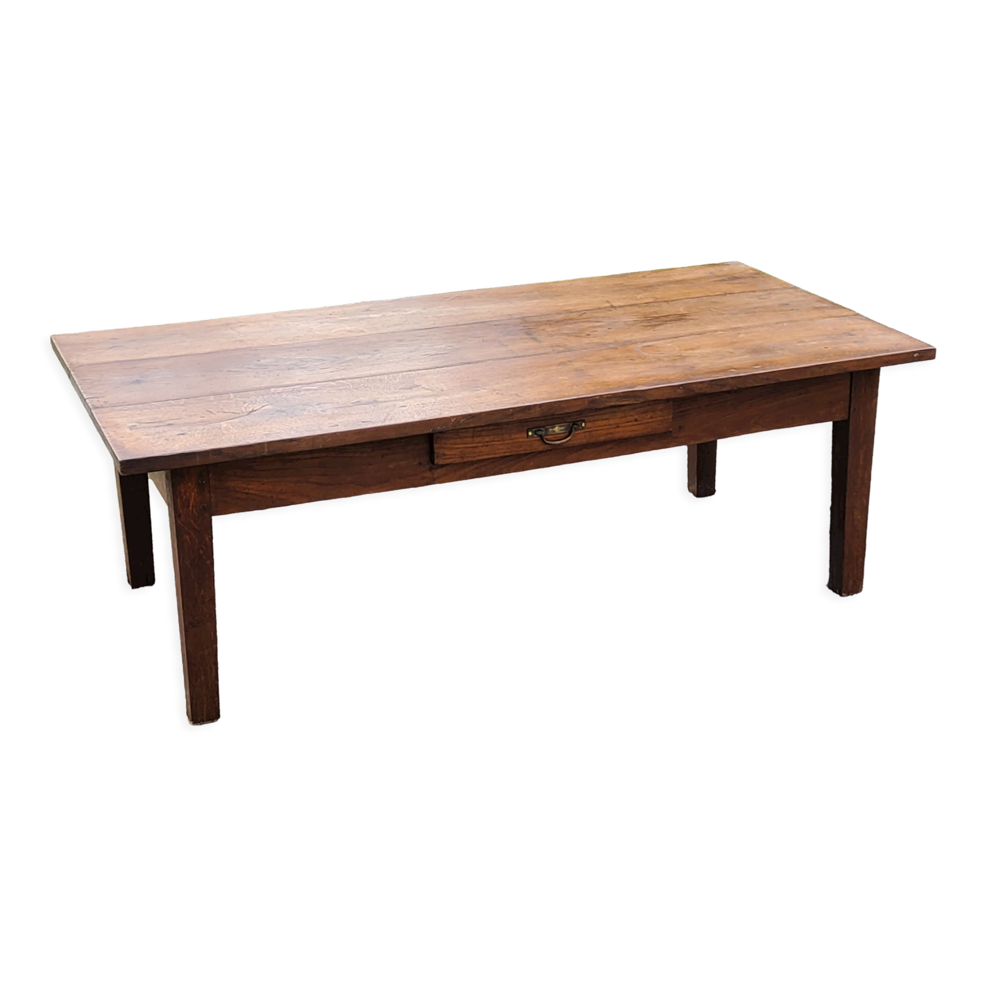 Oak farmhouse coffee table nineteenth century 1 drawer feet bobbins 149cm