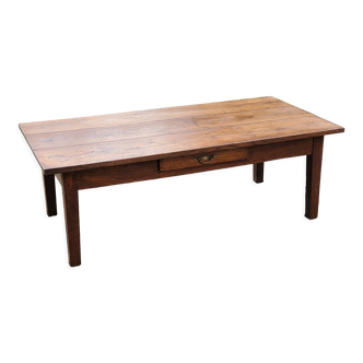 Oak farmhouse coffee table nineteenth century 1 drawer feet bobbins 149cm