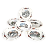 Sarreguemines lot de 6 assiettes plates Obernai village Alsace par Loux