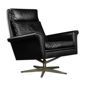 Fauteuil pivotant en cuir noir