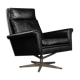 Mid-century Danish black leather swivel chair by Georg Thams, 1960s.