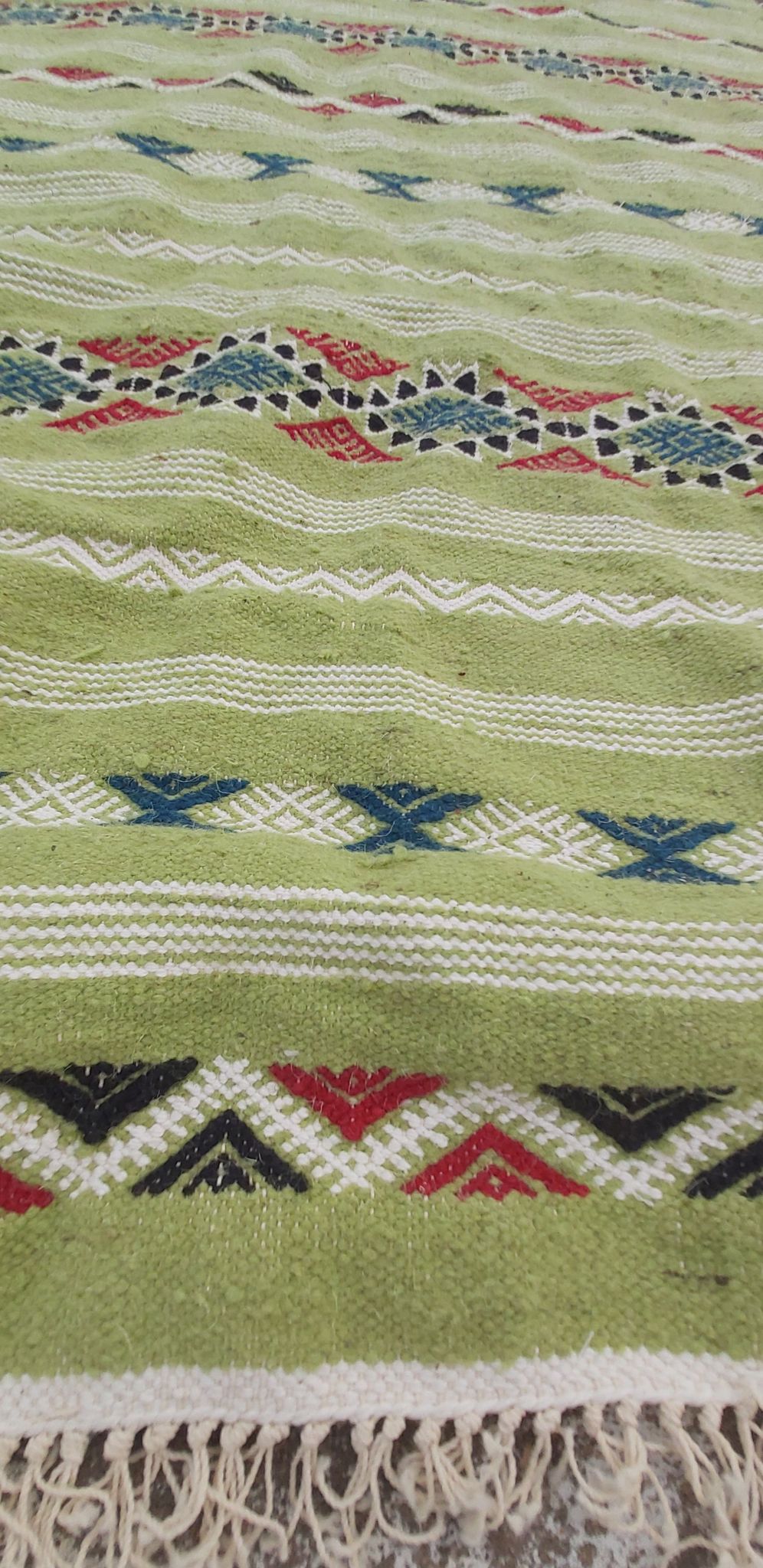 Berber handmade green kilim rug in pure wool 210-115cm