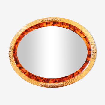 Art Deco oval frame, wood and stucco