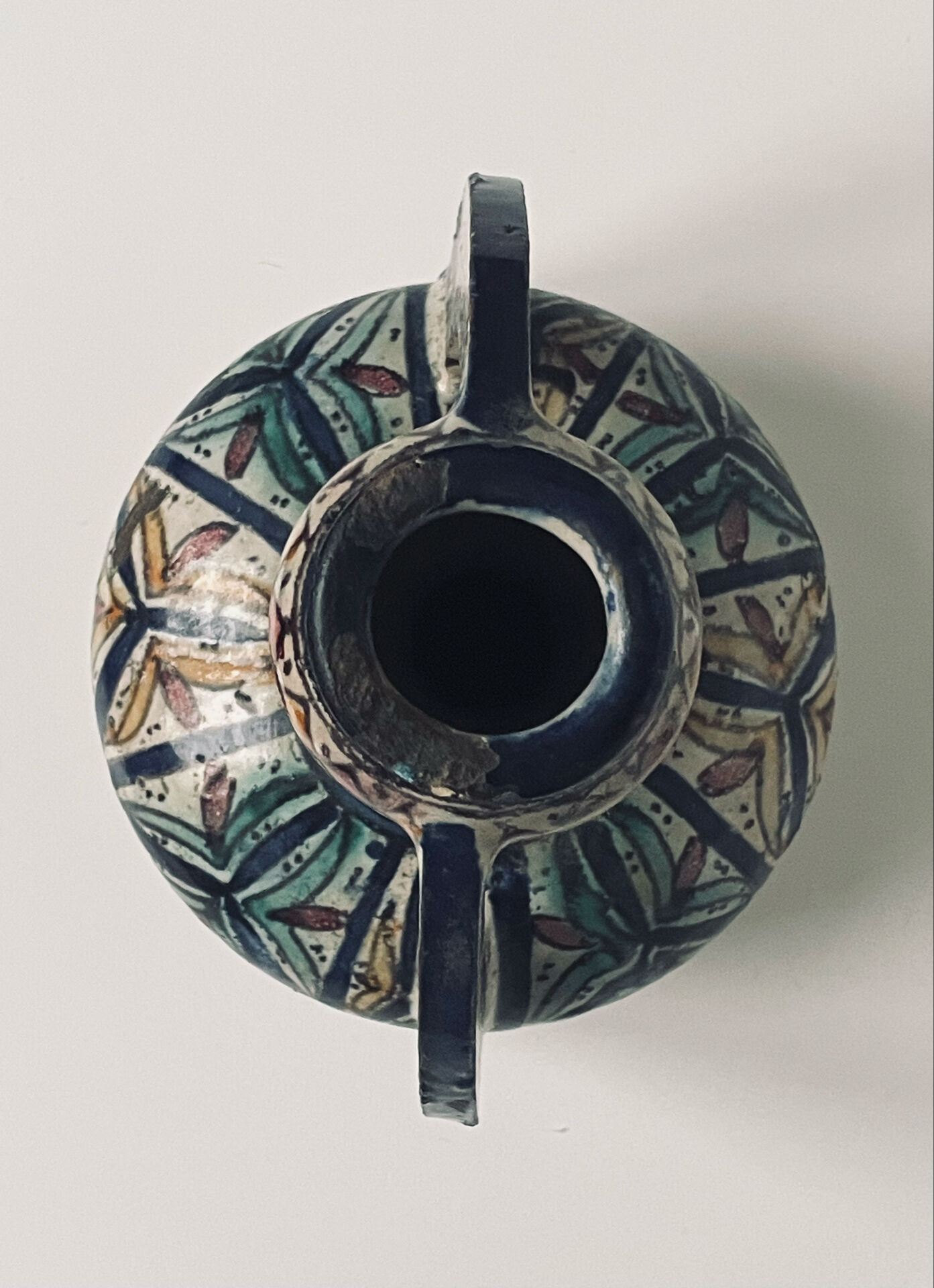Polychrome earthenware jug, Fes, Morocco