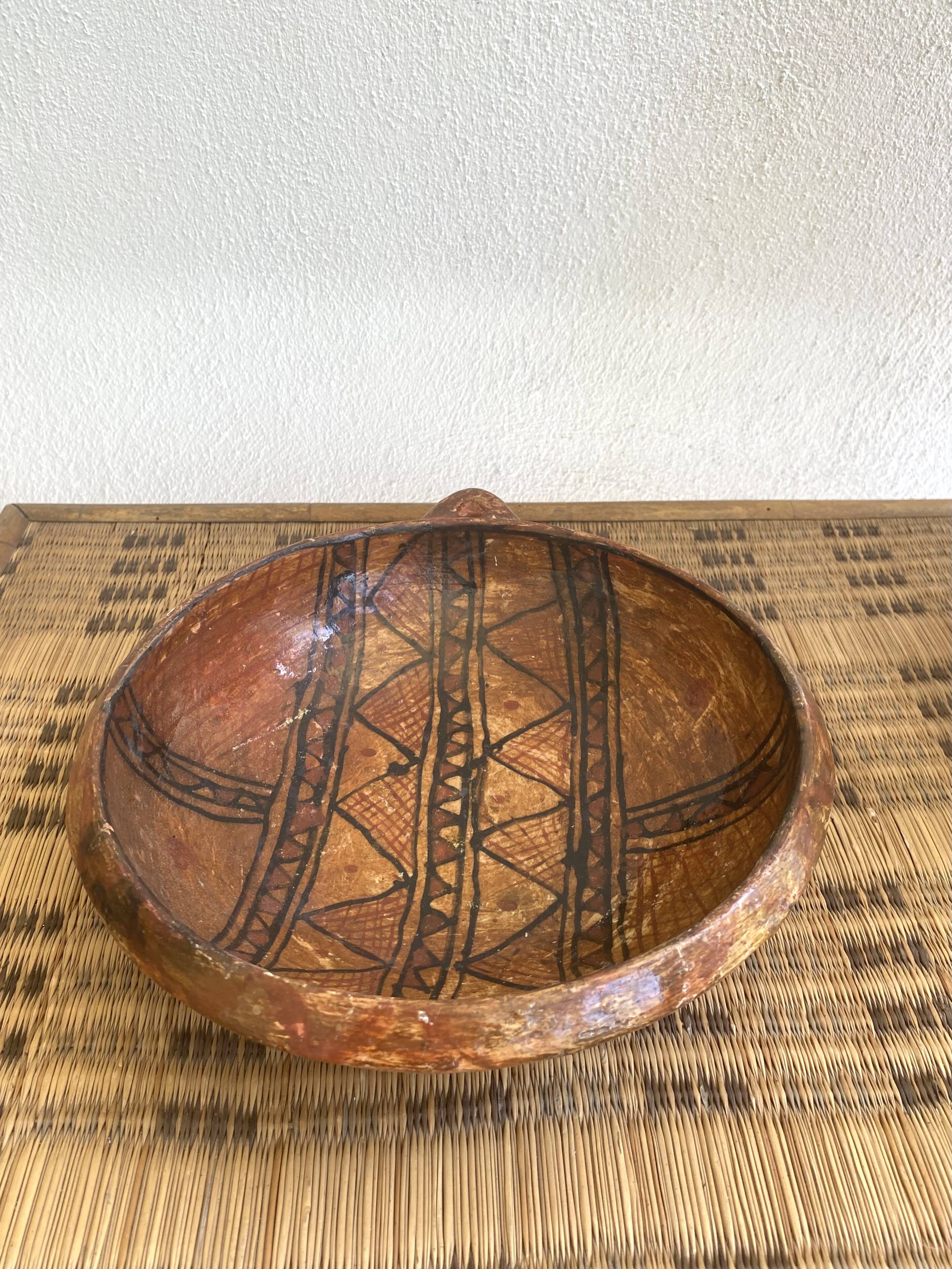 Berber dish, painted terracotta