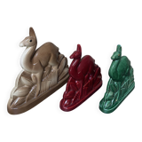 3 Sculpture Lama Charles Lemanceau Faience ST Clément France Art Déco 1930