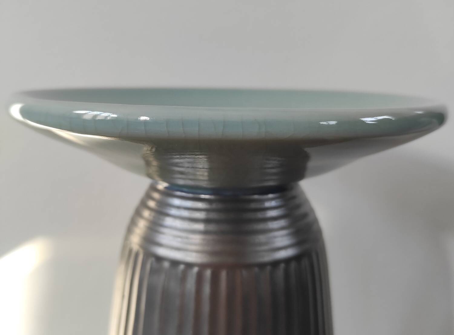 Vintage architectural vase in two-tone ceramic