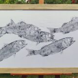 Original print of a school of fish