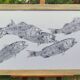 Original print of a school of fish