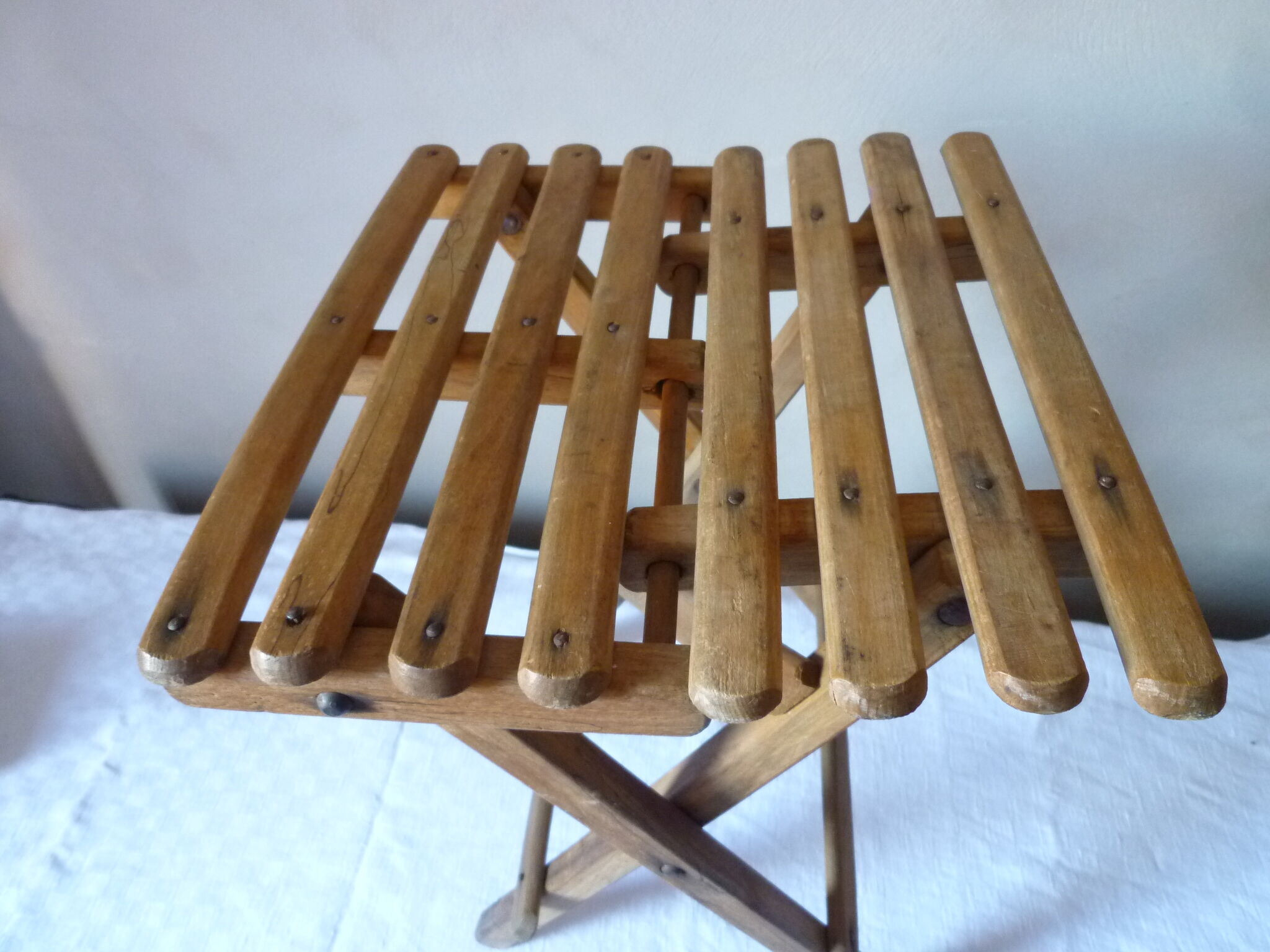 Wooden folding stool