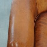 Set of 2 sheepskin leather club chairs