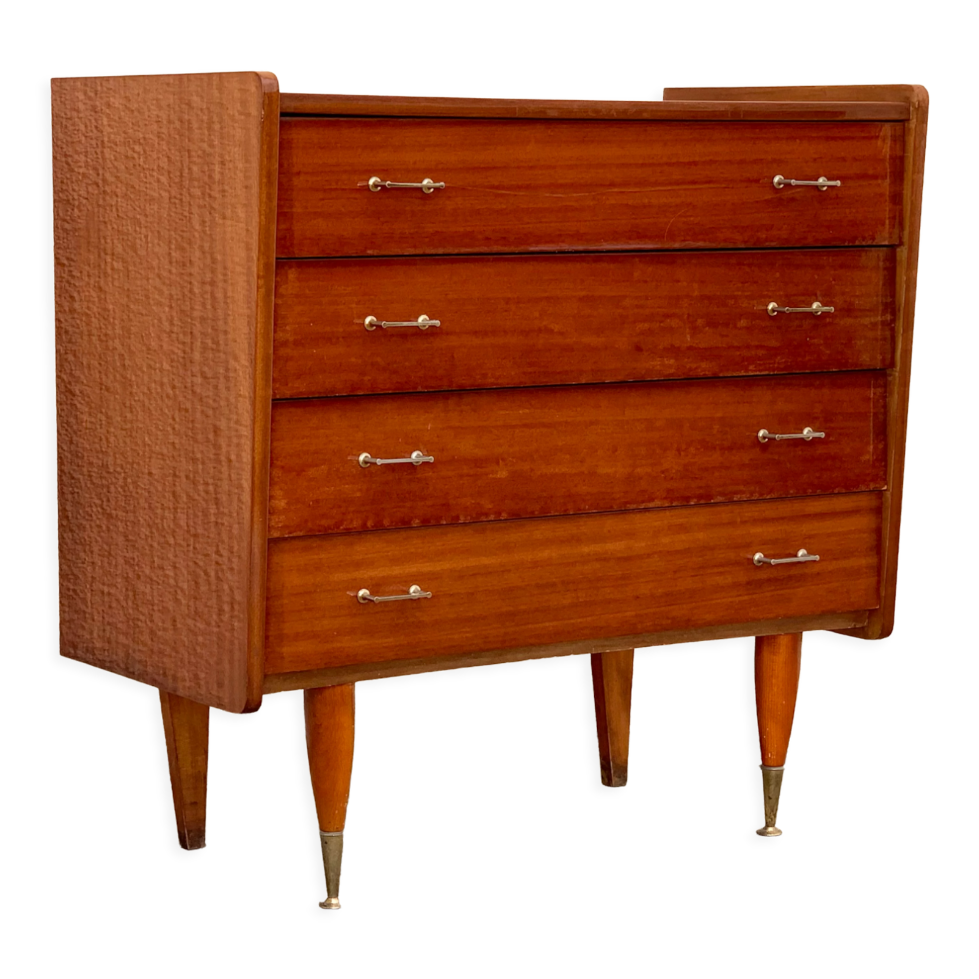 Vintage varnished teak chest of drawers 1970