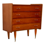 Vintage varnished teak chest of drawers 1970
