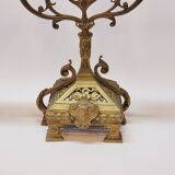 Ancienne paire de chandeliers a 3 branches en laiton