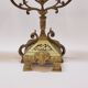 Old pair of 3 branched brass candlesticks