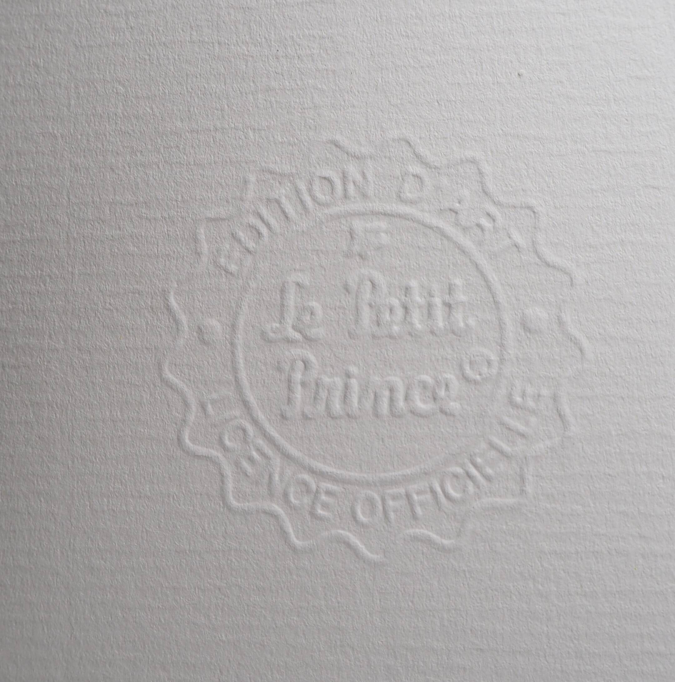 Antoine de Saint-Exupéry: The Little Prince flies with the clouds, lithograph.