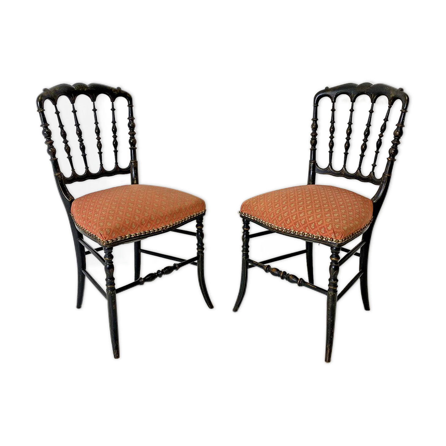 Pair of Blackened Wooden Napoleon III Chairs