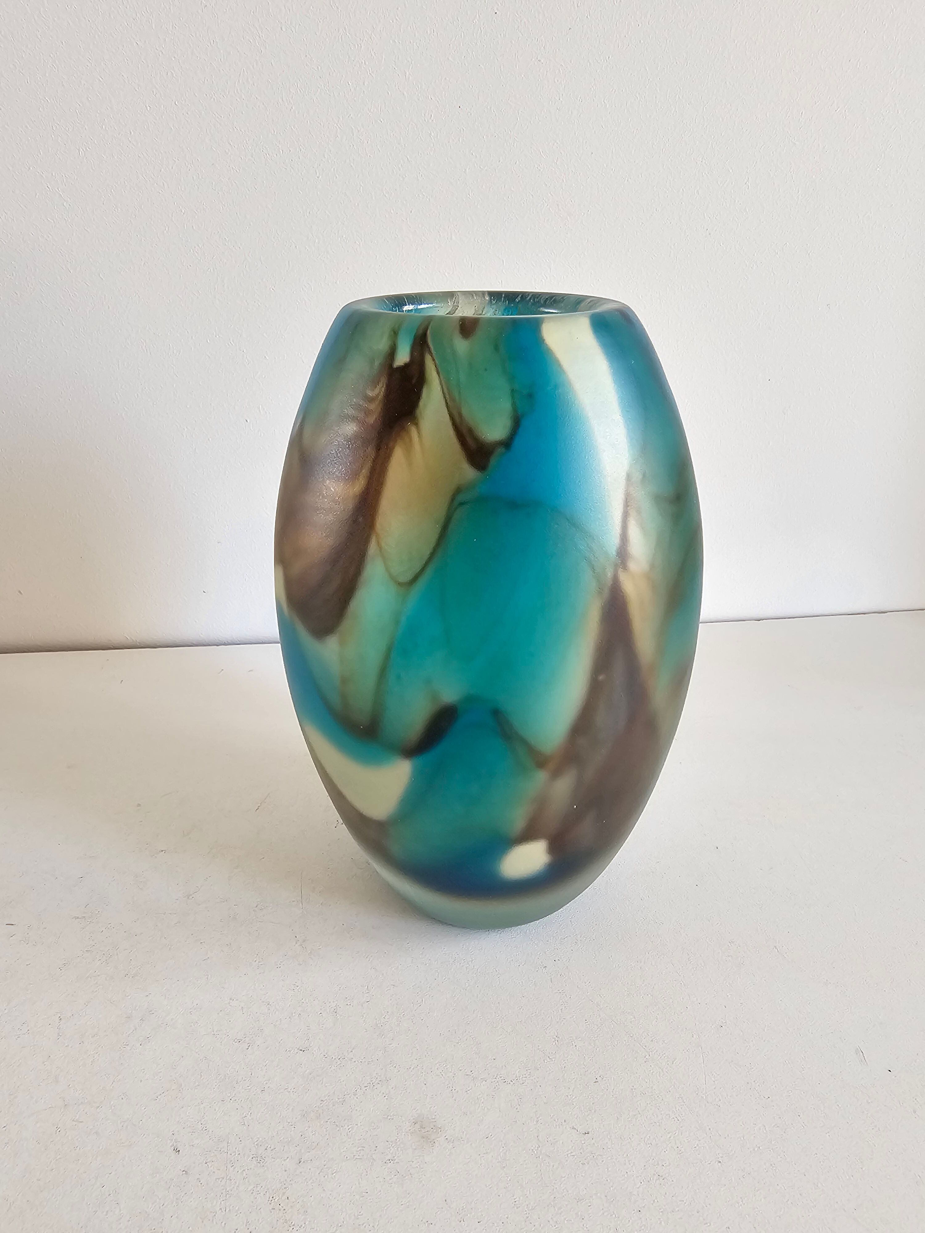 Ovoid vase in multicoloured blown glass signed Mdina - Circa 1960