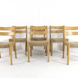 Lot de 6 chaises en chêne EMC Mobler 'Lem' - design danois - chêne