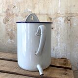 Old white and blue enamelled enema pot