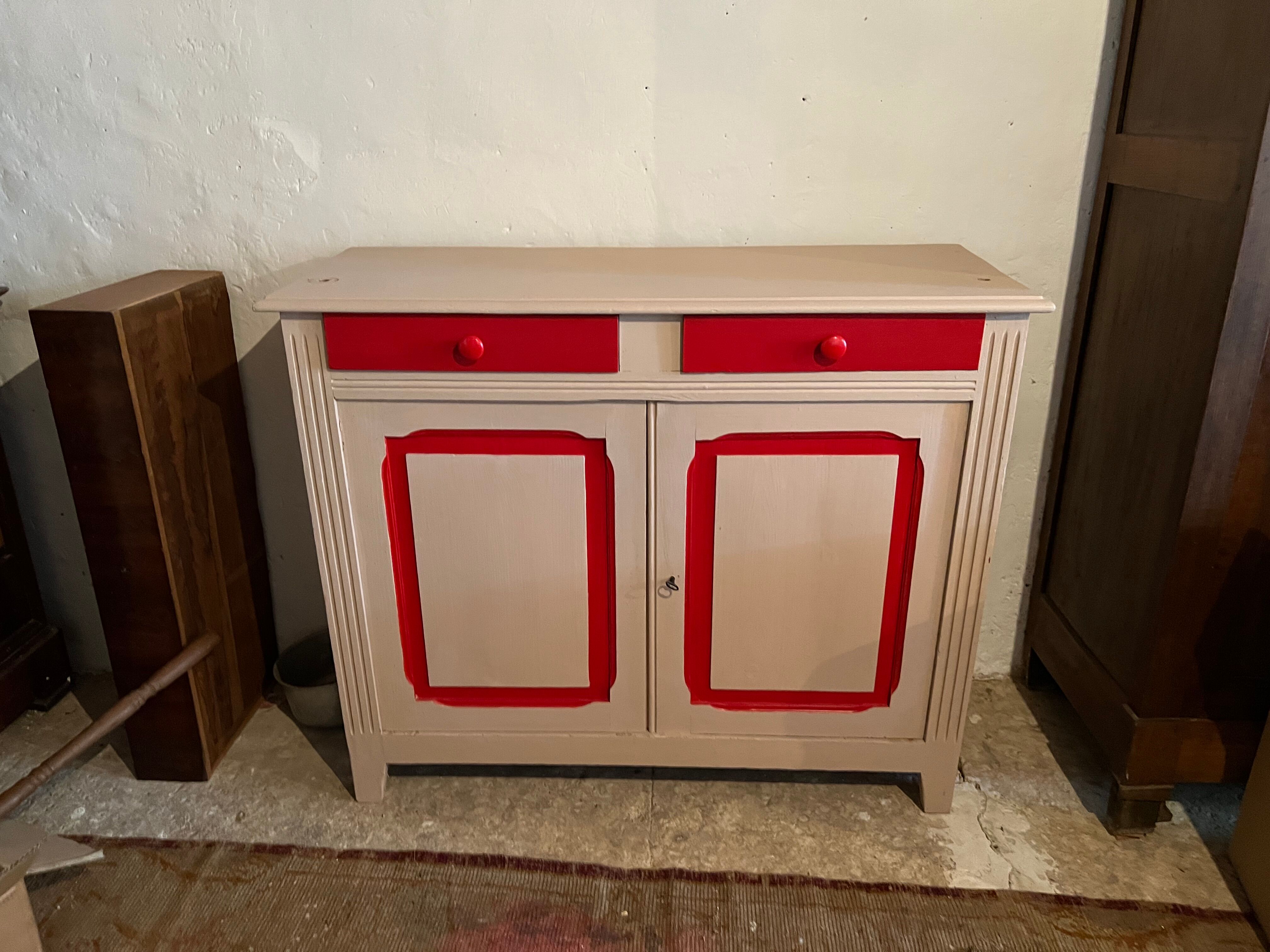 Parisian bas buffet restyled vintage red and white