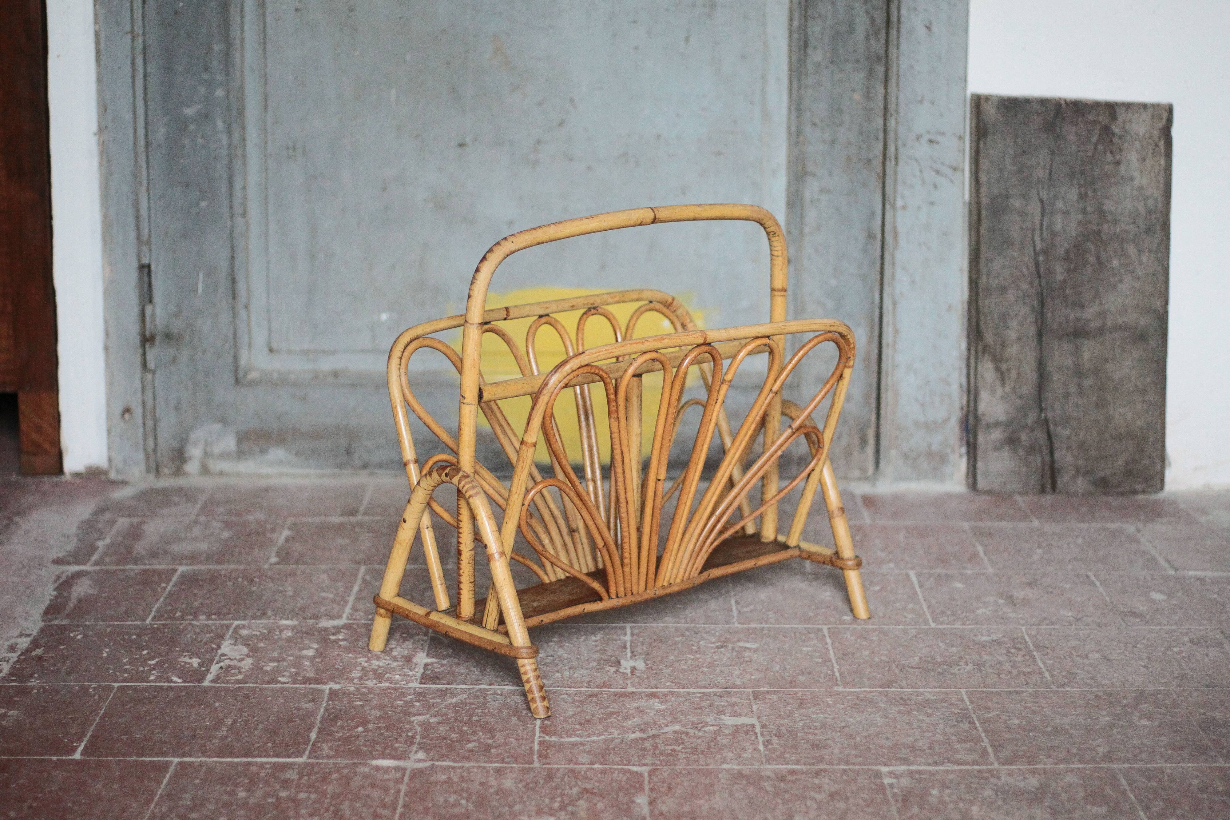 Porte-revue rotin, porte-revue osier, rangement magazines