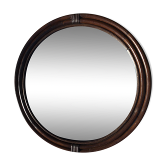 Brown rattan log mirror